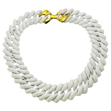 Load image into Gallery viewer, NAPIER vintage gold white enamel link chain designer runway necklace
