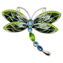 Load image into Gallery viewer, NAPIER vintage silver enamel rhinestone dragonfly brooch

