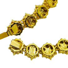 Load image into Gallery viewer, NOLAN MILLER signed gold plated crystal flower designer bracelet
