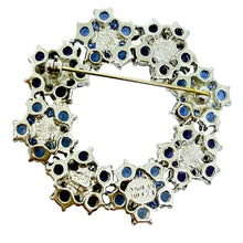 Load image into Gallery viewer, NOLAN MILLER signed vintage silver tone blue purple flowers designer brooch
