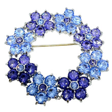 Load image into Gallery viewer, NOLAN MILLER signed vintage silver tone blue purple flowers designer brooch
