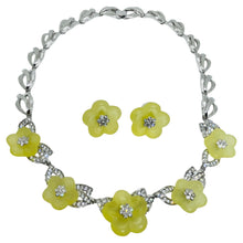 Load image into Gallery viewer, NOLAN MILLER signed vintage silver tone rhinestone flower necklace earrings set
