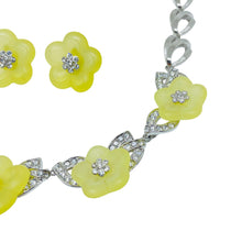 Load image into Gallery viewer, NOLAN MILLER signed vintage silver tone rhinestone flower necklace earrings set
