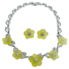 Load image into Gallery viewer, NOLAN MILLER signed vintage silver tone rhinestone flower necklace earrings set
