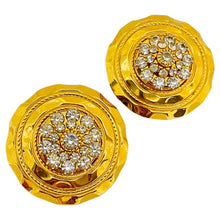 Load image into Gallery viewer, OLALA signed vintage gold tone rhinestone designer clip on earrings
