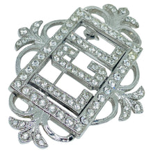 Load image into Gallery viewer, ORA signed vintage silver tone rhinestones designer brooch

