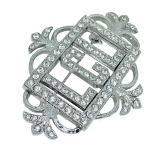 Load image into Gallery viewer, ORA signed vintage silver tone rhinestones designer brooch
