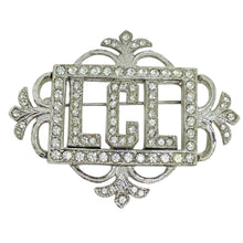 Load image into Gallery viewer, ORA signed vintage silver tone rhinestones designer brooch
