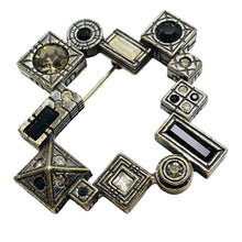 Load image into Gallery viewer, PATRICIA LOCKE silver tone crystal modernist geometric designer brooch
