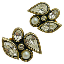 Load image into Gallery viewer, PATRICIA LOCKE vintage signed gold tone glass designer clip on earrings
