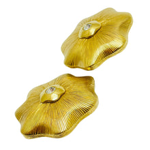 Load image into Gallery viewer, PIERRE LANG signed vintage gold tone rhinestone designer clip on earrings
