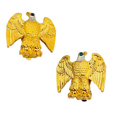 Load image into Gallery viewer, PWC signed vintage gold tone sapphire eyes eagle designer clip on earrings
