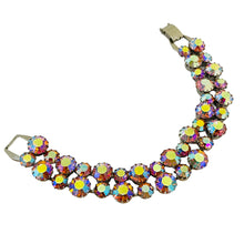 Load image into Gallery viewer, Vintage silver tone aurora borealis rhinestone bracelet
