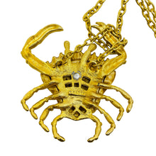 Load image into Gallery viewer, RAZZA signed zodiac cancer gold tone massive designer pendant chain necklace
