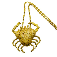 Load image into Gallery viewer, RAZZA signed zodiac cancer gold tone massive designer pendant chain necklace
