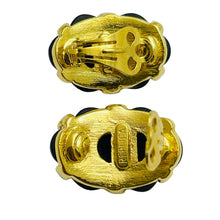 Load image into Gallery viewer, REPLICA signed vintage gold black massive designer runway clip on earrings
