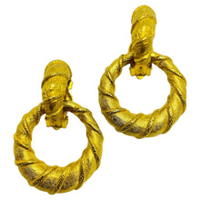 Load image into Gallery viewer, RICHELIEU signed vintage gold door knocker designer clip on earrings
