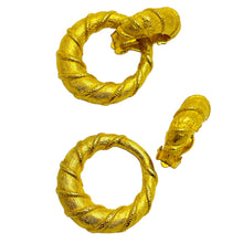 Load image into Gallery viewer, RICHELIEU signed vintage gold door knocker designer clip on earrings
