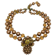 Load image into Gallery viewer, ROBERT DeMARIO 1950's signed vintage gold tone crystals pearls designer necklace
