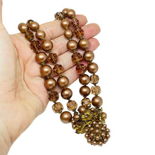 Load image into Gallery viewer, ROBERT DeMARIO 1950's signed vintage gold tone crystals pearls designer necklace
