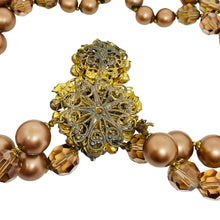 Load image into Gallery viewer, ROBERT DeMARIO 1950's signed vintage gold tone crystals pearls designer necklace
