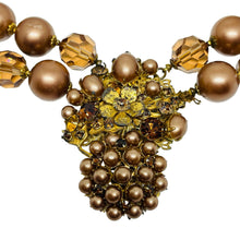 Load image into Gallery viewer, ROBERT DeMARIO 1950's signed vintage gold tone crystals pearls designer necklace
