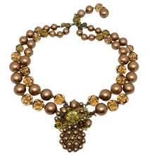Load image into Gallery viewer, ROBERT DeMARIO 1950's signed vintage gold tone crystals pearls designer necklace
