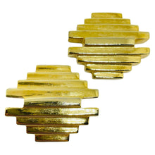 Load image into Gallery viewer, ROBIN vintage gold tone modernist geometric designer clip on earrings
