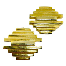 Load image into Gallery viewer, ROBIN vintage gold tone modernist geometric designer clip on earrings
