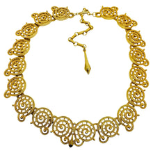 Load image into Gallery viewer, ROGET TM signed vintage gold tone modernist swirl massive choker necklace

