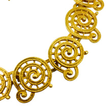 Load image into Gallery viewer, ROGET TM signed vintage gold tone modernist swirl massive choker necklace
