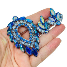Load image into Gallery viewer, SARAH COVENTRY signed vintage silver blue navette rhinestones earrings brooch
