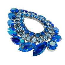 Load image into Gallery viewer, SARAH COVENTRY signed vintage silver blue navette rhinestones earrings brooch
