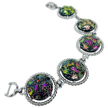 Load image into Gallery viewer, SARAH COVENTRY signed vintage silver tone art glass designer bracelet
