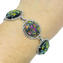 Load image into Gallery viewer, SARAH COVENTRY signed vintage silver tone art glass designer bracelet
