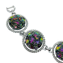 Load image into Gallery viewer, SARAH COVENTRY signed vintage silver tone art glass designer bracelet
