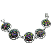 Load image into Gallery viewer, SARAH COVENTRY signed vintage silver tone art glass designer bracelet
