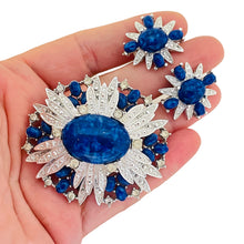Load image into Gallery viewer, SARAH COVENTRY signed vintage silver tone glass designer brooch earrings set
