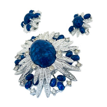 Load image into Gallery viewer, SARAH COVENTRY signed vintage silver tone glass designer brooch earrings set
