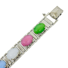 Load image into Gallery viewer, SARAH COVENTRY signed vintage silver tone with glass cabochons designer bracelet
