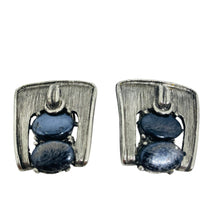 Load image into Gallery viewer, SELINI signed vintage silver tone belt buckle beaded designer necklace earrings
