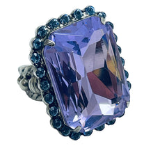 Load image into Gallery viewer, SORELLI signed silver tone with glass stones designer runway ring
