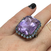 Load image into Gallery viewer, SORELLI signed silver tone with glass stones designer runway ring

