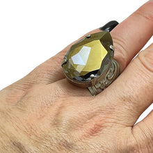 Load image into Gallery viewer, SORELLI signed silver tone with glass stones designer runway ring
