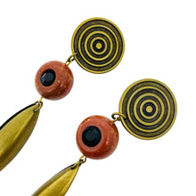 Load image into Gallery viewer, SORRELLI signed vintage gold tone glass beads long designer clip on earrings
