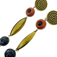 Load image into Gallery viewer, SORRELLI signed vintage gold tone glass beads long designer clip on earrings
