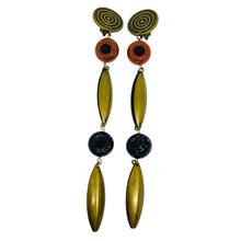 Load image into Gallery viewer, SORRELLI signed vintage gold tone glass beads long designer clip on earrings
