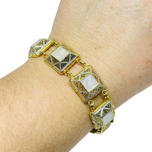 Load image into Gallery viewer, SPAIN vintage gold tone mother of pearl damascene designer link bracelet
