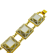 Load image into Gallery viewer, SPAIN vintage gold tone mother of pearl damascene designer link bracelet
