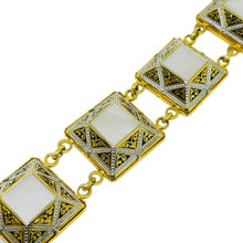Load image into Gallery viewer, SPAIN vintage gold tone mother of pearl damascene designer link bracelet
